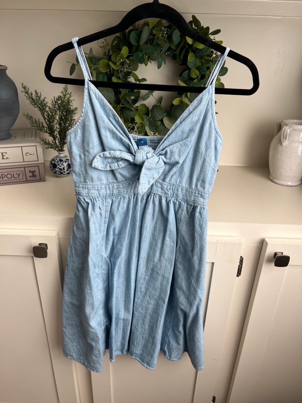 Old Navy Light Blue Denim Mini Dress with Front Knot